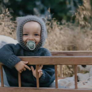 BIBS - Set 2 suzete De Lux Silicon, tetina rotunda, marime universala-Cloud/Steel Blue